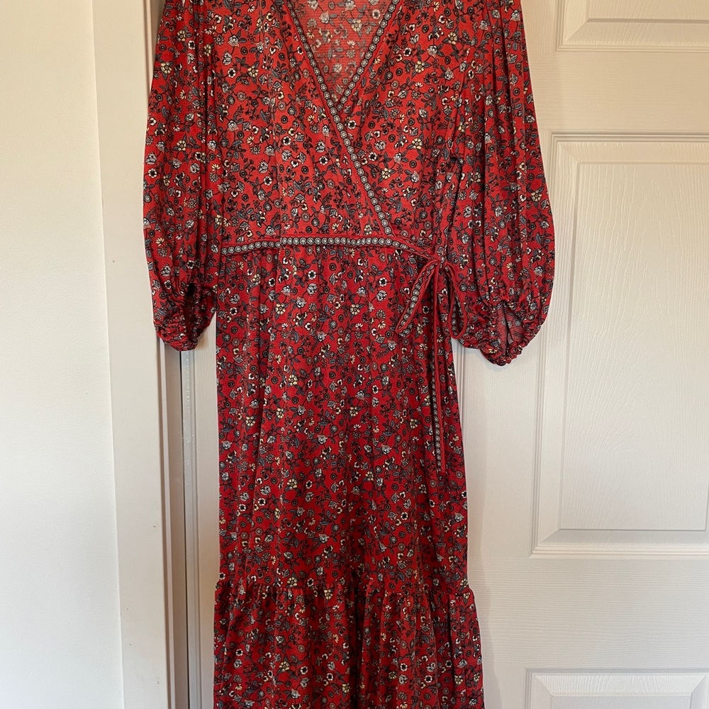Max Studio Floral Red Midi Dress
